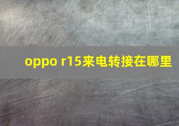 oppo r15来电转接在哪里